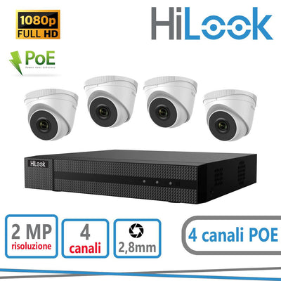 KIT IP NVR 4CH + 4 DOME 2MP +  1HHD 1TB