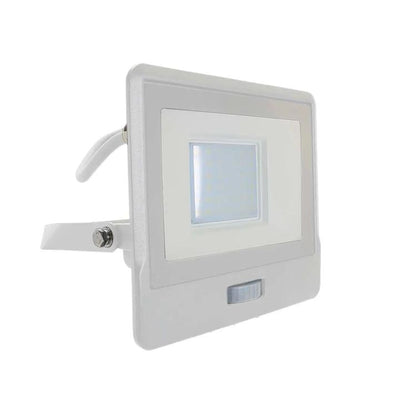 30W LED PIR SENSORE PROIETTORE SAMSUNG CORPO BIANCO  4000K 1M CAVO