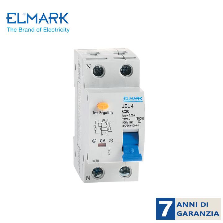 DISPOSITIVO COMBINATO ELETTRONICO DI CORRENTE RESIDUA JEL4 C40 2P 40A/30MA