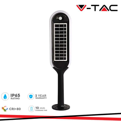 PALETTO LUMINOSO LED 5W SOLARE CON SENSORE BIANCO E NERO CORPO 4000K