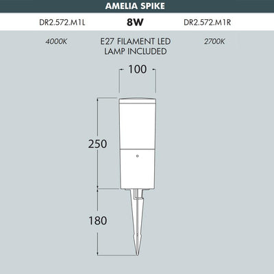 AMELIA SPIKE NERO 8,5W CCT E27