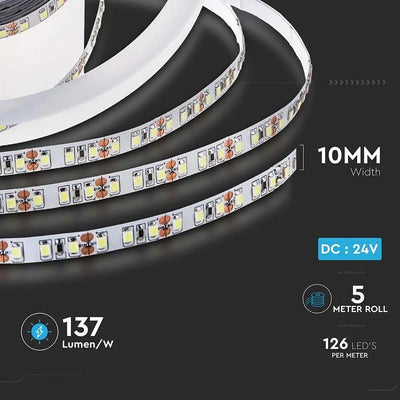 STRISCIA LED SMD2835 126 LEDS 24V IP20 3000K 137 LM/W