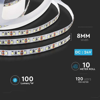 STRISCIA LED SMD2835 120 LEDS 24V IP20 3000K DOPPIO PCB 10M