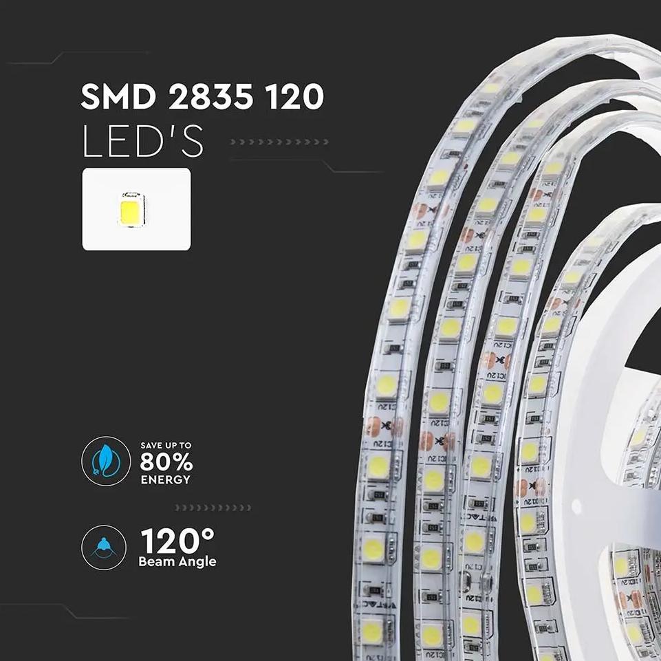 STRISCIA LED SMD2835 120 LEDS 24V IP65 3000K DOPPIO PCB 10M