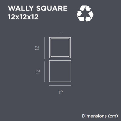 WALLY SQUARE 12X12X12 SOLAR  OUTDOOR USE  WHITE LIGHTWALLY S