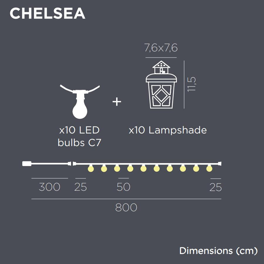 CHELSEA CABLE BLACK COLOUR  INDOOR & OUTDOOR USE  WARM LIGHT