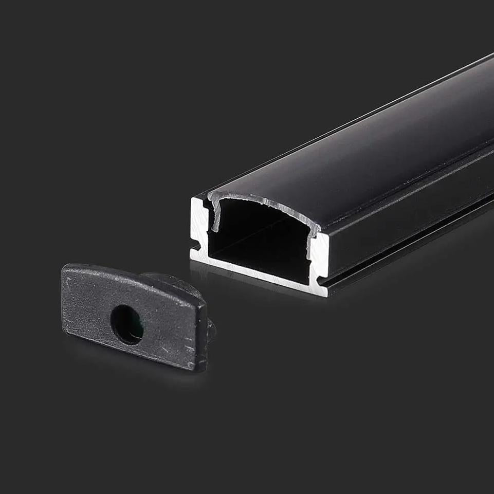 KIT DI MONTAGGIO PER STRISCE IN ALLUMINIO CON DIFFUSORE NERO 2000X17.4X7MM