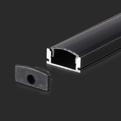 KIT DI MONTAGGIO PER STRISCE IN ALLUMINIO CON DIFFUSORE NERO 2000X17.4X7MM