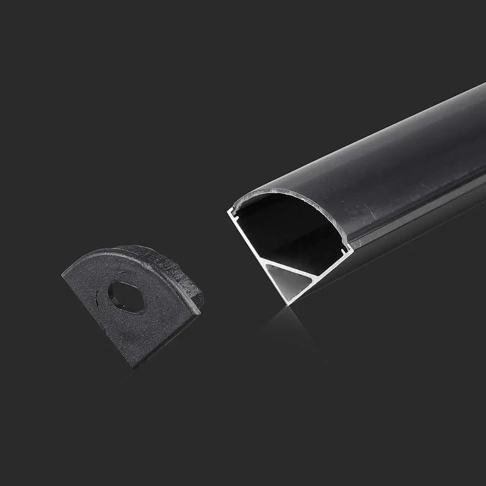 KIT DI MONTAGGIO PER STRISCE IN ALLUMINIO CON DIFFUSORE NERO 2000X15.8X15.8MM