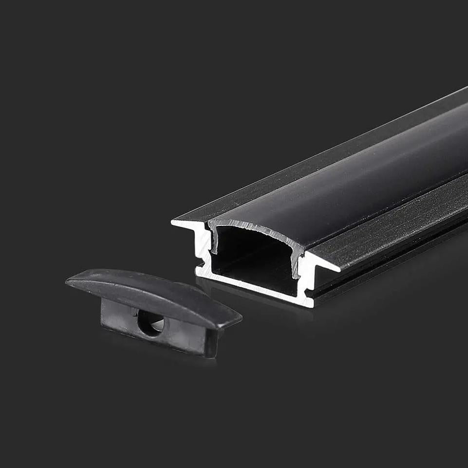 KIT DI MONTAGGIO PER STRISCE IN ALLUMINIO CON DIFFUSORE NERO INCASSO 2000X24.7X7MM