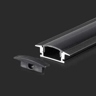 KIT DI MONTAGGIO PER STRISCE IN ALLUMINIO CON DIFFUSORE NERO INCASSO 2000X24.7X7MM