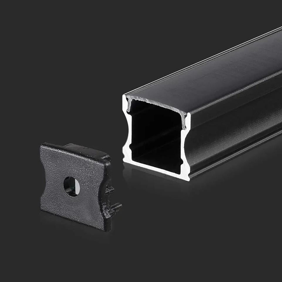 KIT DI MONTAGGIO PER STRISCE IN ALLUMINIO CON DIFFUSORE NERO 2000X17.2X14.4MM