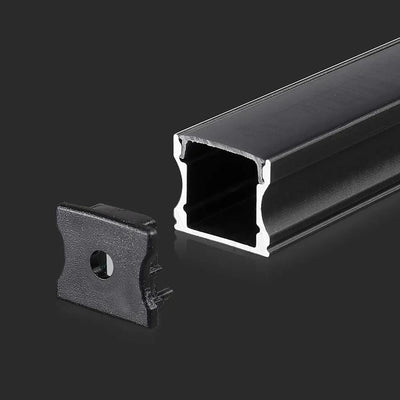 KIT DI MONTAGGIO PER STRISCE IN ALLUMINIO CON DIFFUSORE NERO 2000X17.2X14.4MM