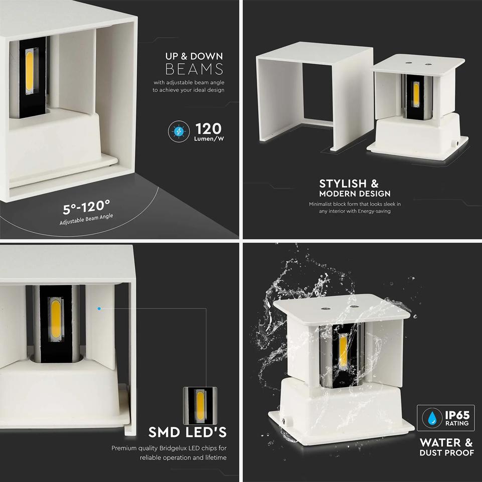11W LED WALL LAMP BRIDGELUX CHIP WHITE CORPO BIANCO 4000K