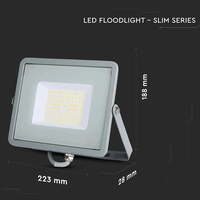 50W LED PROIETTORE SMD SAMSUNG CHIP SLIM CORPO GRIGIO 4000K