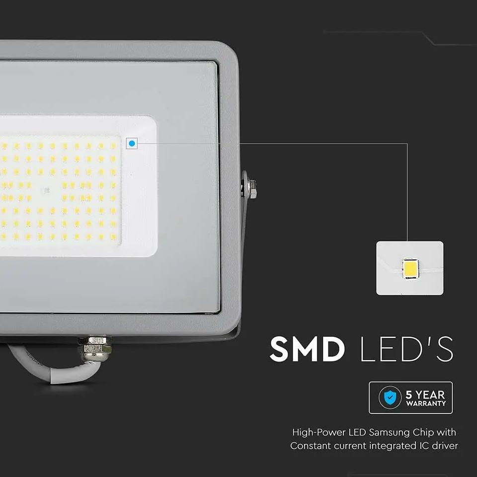 50W LED PROIETTORE SMD SAMSUNG CHIP SLIM CORPO GRIGIO 4000K