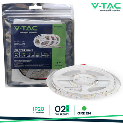 LED STRISCIA SMD3528 60 LEDS HIGH LUMEN GREEN IP20