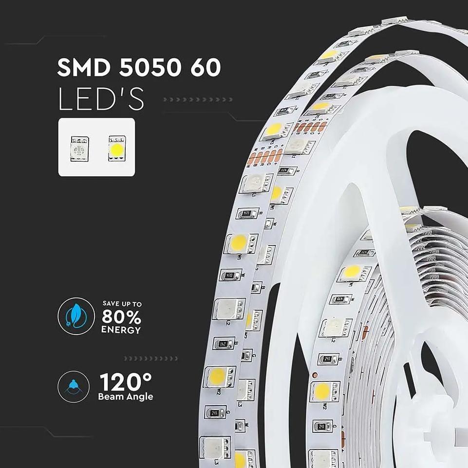 LED STRISCIA 5050 60 LEDS 12V IP20 RGB + 3000K