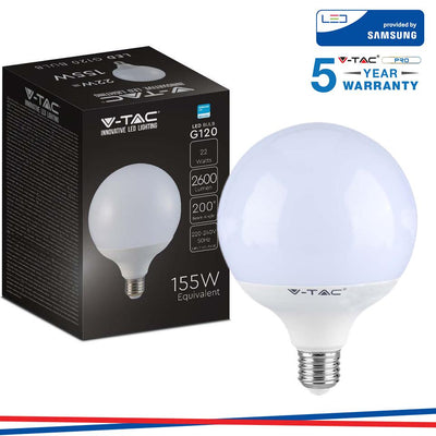 LED LAMPADINA SAMSUNG CHIP 22W E27 G120 PLASTICA 3000K 120 LM/W