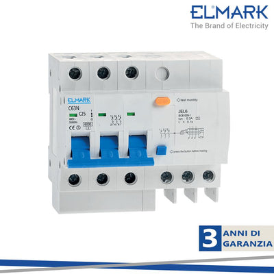 DISPOSITIVO COMBINATO ELETTRONICO DI CORRENTE RESIDUA JEL6 C16 3P 16A/300MA