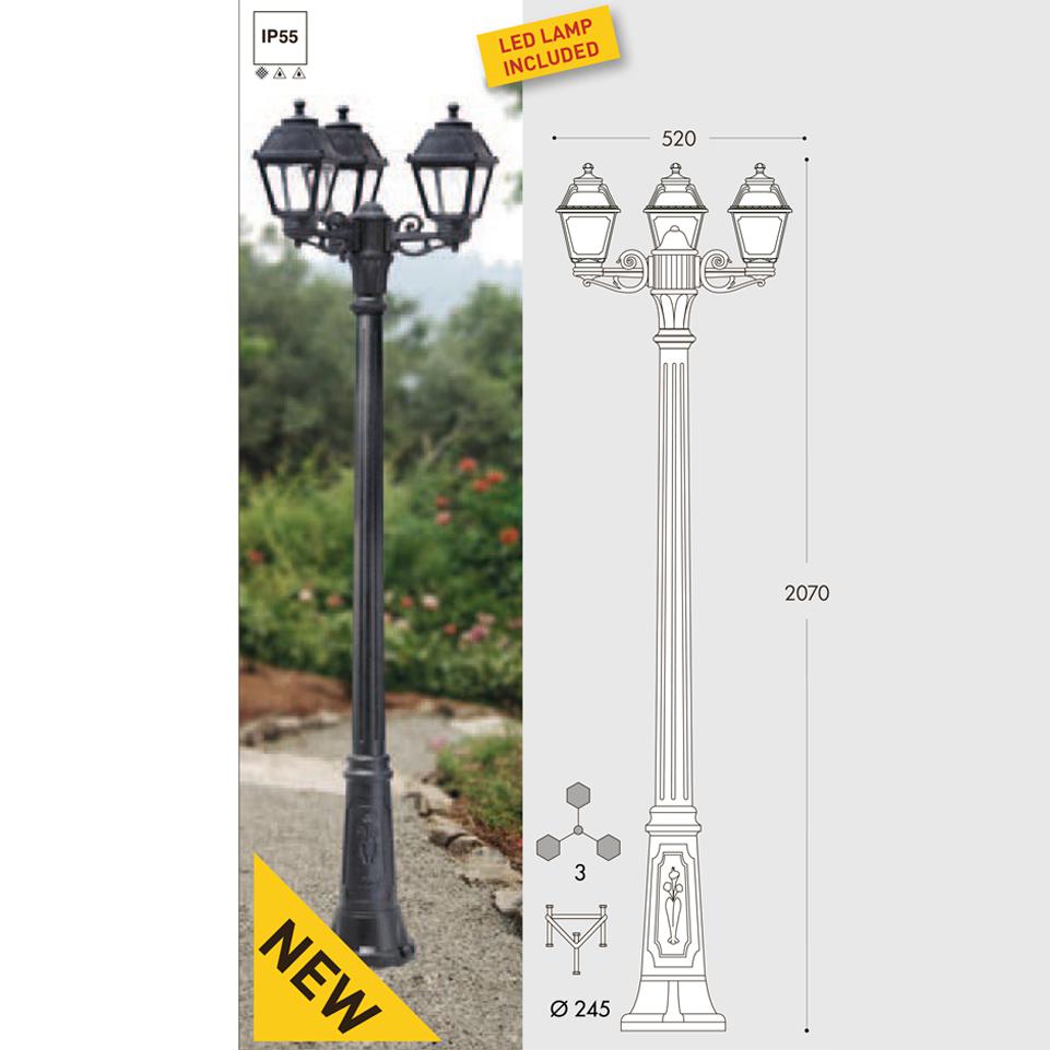 GIGI BISSO/MARY 3L NERO E27 LED 8,5W CCT PALO 207CM