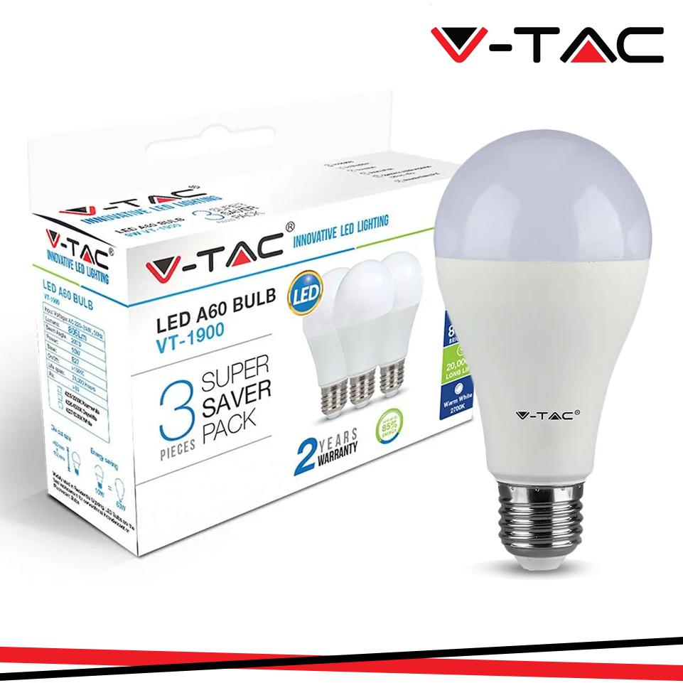 LED LAMPADINA 8.5W E27 A60 THERMOPLASTICA 4000K 3PCS/PACK