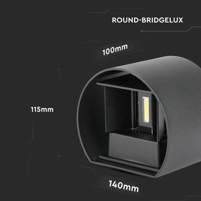 6W WALL LAMPADA DA GIARDINO BRIDGLUX CHIP CORPO NERO ROTONDO IP65 3000K