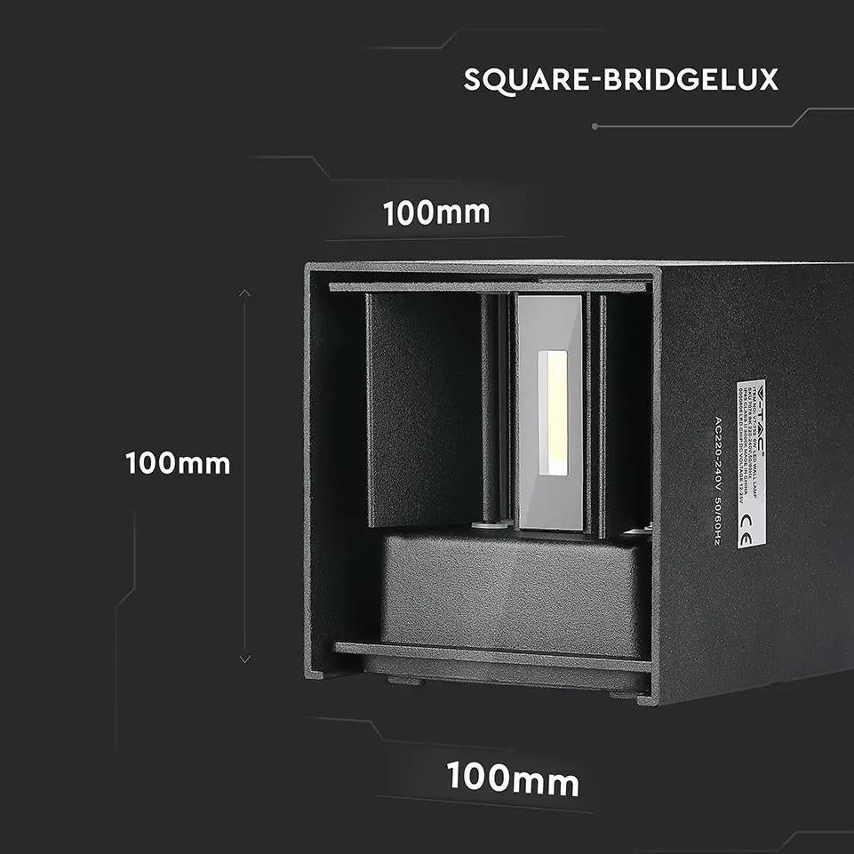 11W LED  LAMPADA DA GIARDINO BRIDGELUX CHIP NERO 3000K QUADRATO