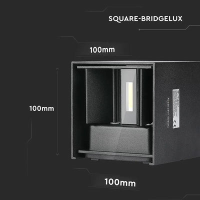 11W LED  LAMPADA DA GIARDINO BRIDGELUX CHIP NERO 4000K QUADRATO