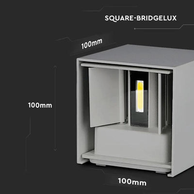 11W LED  LAMPADA DA GIARDINO BRIDGELUX CHIP GRIGIO 3000K QUADRATO