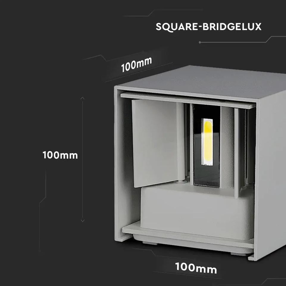 11W LED  LAMPADA DA GIARDINO BRIDGELUX CHIP GRIGIO 4000K QUADRATO