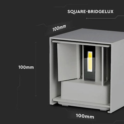 11W LED  LAMPADA DA GIARDINO BRIDGELUX CHIP GRIGIO 4000K QUADRATO
