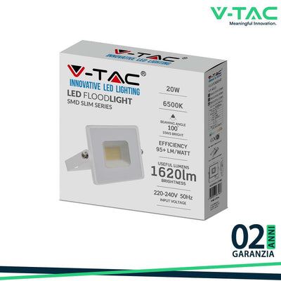 20W LED PROIETTORE SMD G2 E-SERIES CORPO BIANCO 6500K
