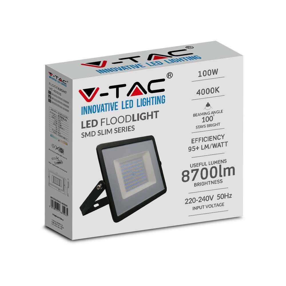 100W LED PROIETTORE SMD E-SERIES G2 CORPO NERO 4000K
