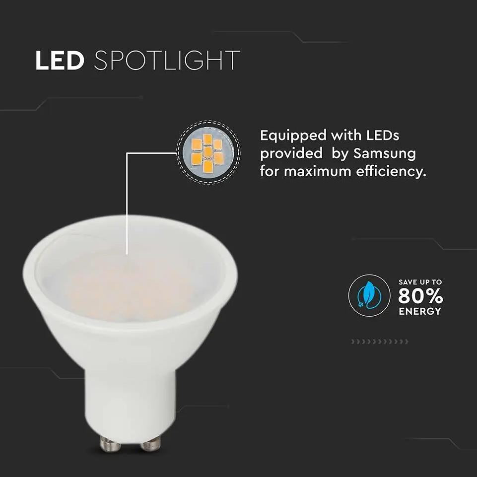 LED LAMPADINA SAMSUNG CHIP GU10 4.5W SMOOTH PLASTICA 110  D 6400K