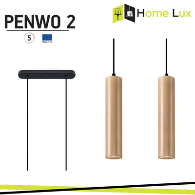 LAMPADARIO A SOSPENSIONE PENWO2 2XGU10 IN LEGNO