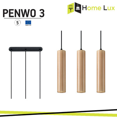 LAMPADARIO A SOSPENSIONE PENWO3 3XGU10 IN LEGNO