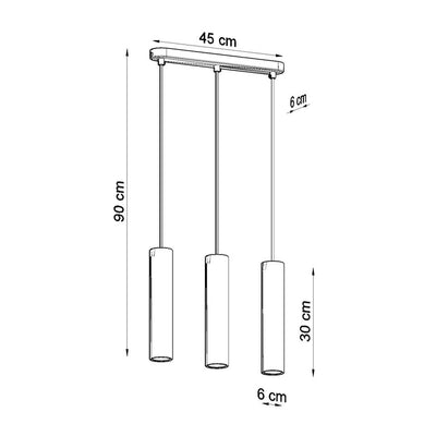 LAMPADARIO A SOSPENSIONE PENWO3 3XGU10 IN LEGNO