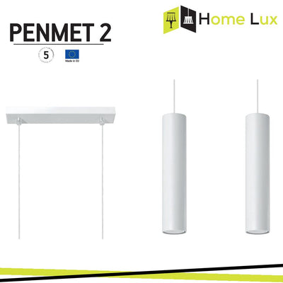 PENDENTE PENMET 2XGU10 IN METALLO BIANCO