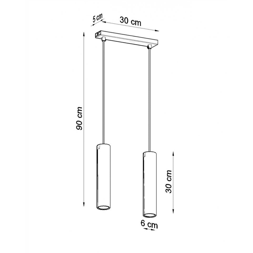 PENDENTE PENMET 2XGU10 IN METALLO BIANCO