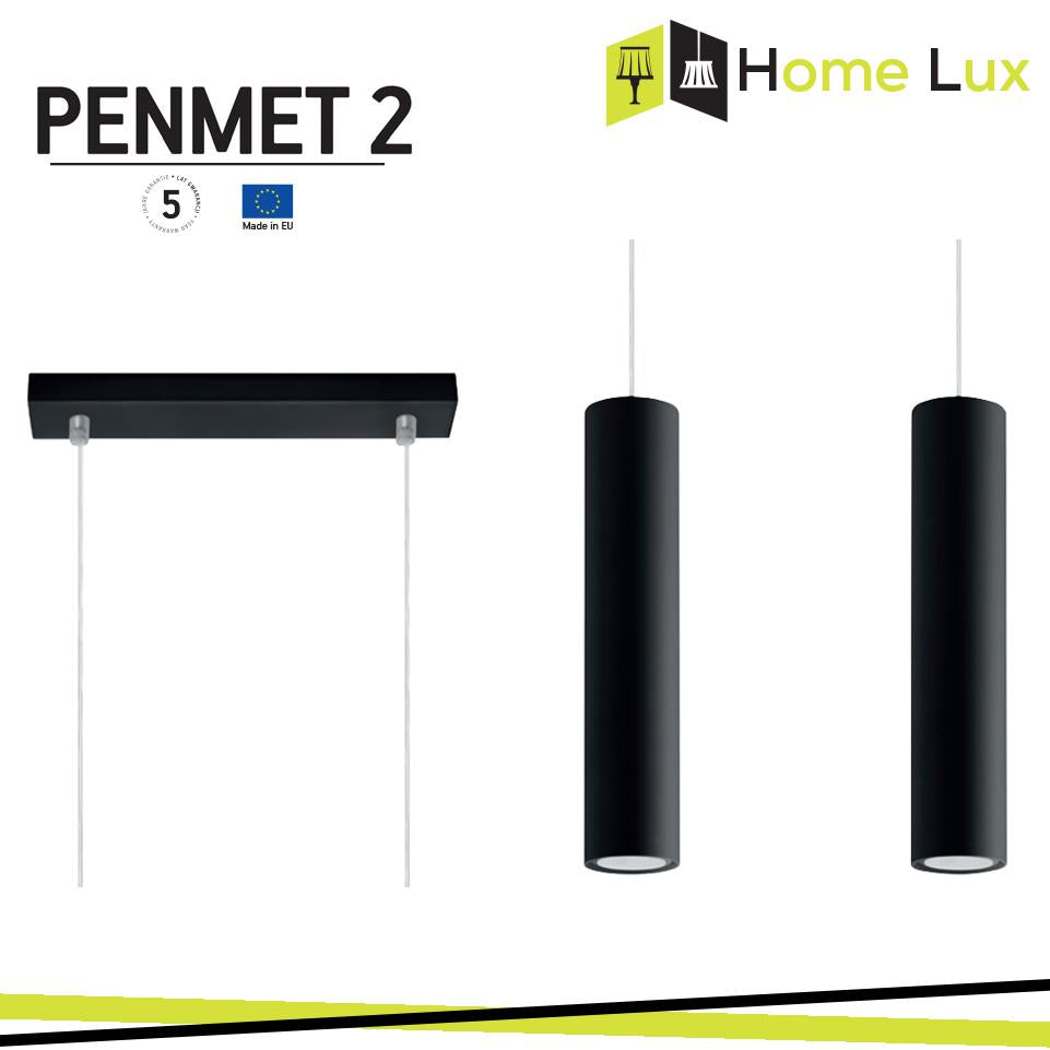 PENDENTE PENMET 2XGU10 IN METALLO NERO