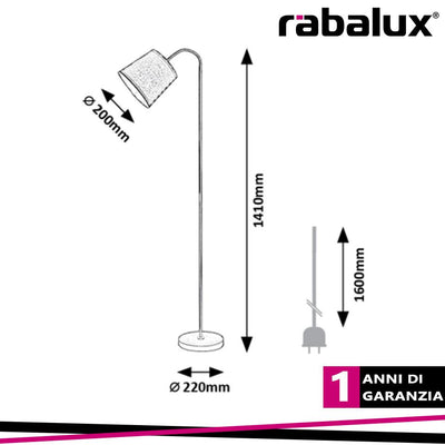 LAMPADA A PIANTANA GODRIC 141CM NERO E27