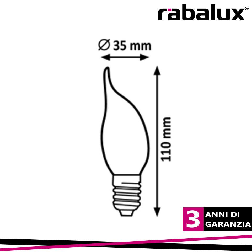 LAMPADINA E14 4W FILAMENTO 2700K CANDELA COLPO DI VENTO