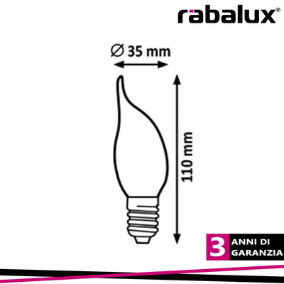 LAMPADINA E14 4W FILAMENTO 2700K CANDELA COLPO DI VENTO