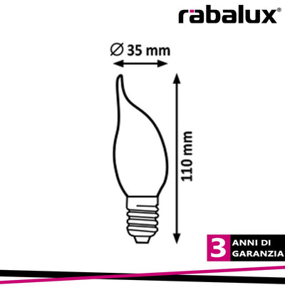 LAMPADINA E14 4W FILAMENTO 4000K CANDELA COLPO DI VENTO
