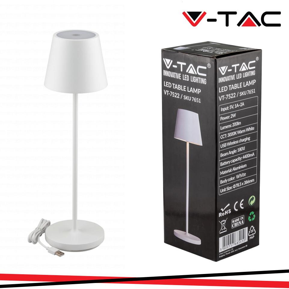 2W LED TABLE LAMP (4400MA BATTERY) IP54 COLORE BIANCO3000K