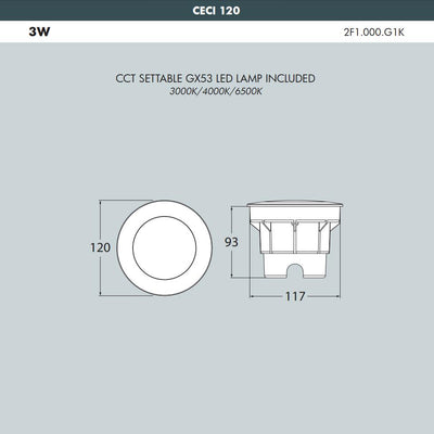 CECI 120 GRIGIO 3W GX53 CCT