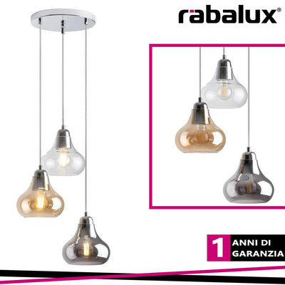 PENDENTE JEZABEL 3XE27 250MM SMOKY GLASS