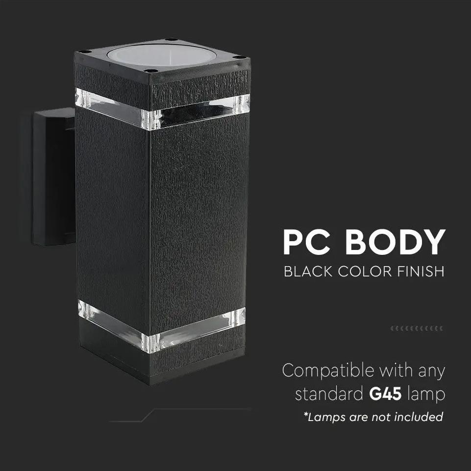 LED LAMPADA DA PARETE WITH CORPO NERO IP44 E27 SQUARE