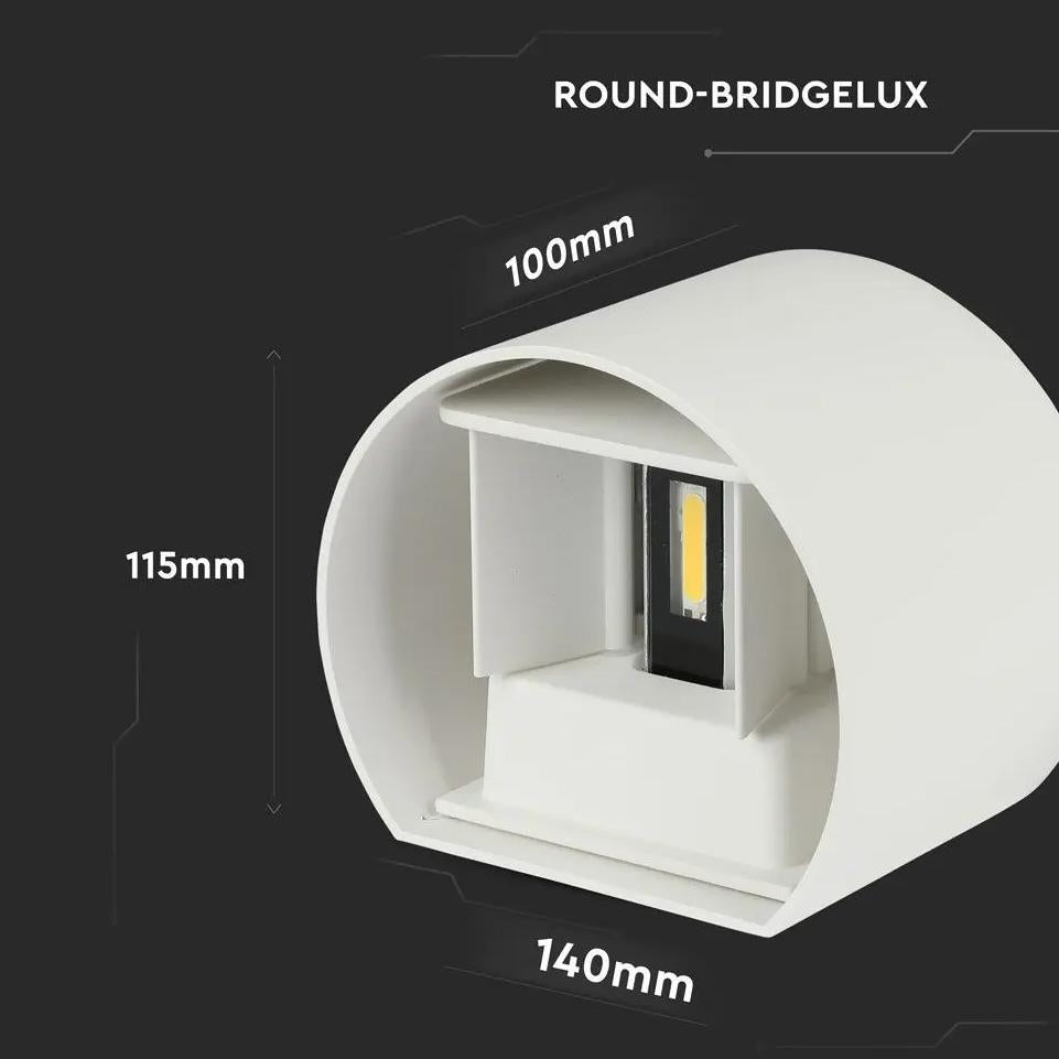 5W LED LAMPADA DA PARETE WITH BRIDGLUX CHIP CORPO BIANCO ROTONDO IP65 4000K